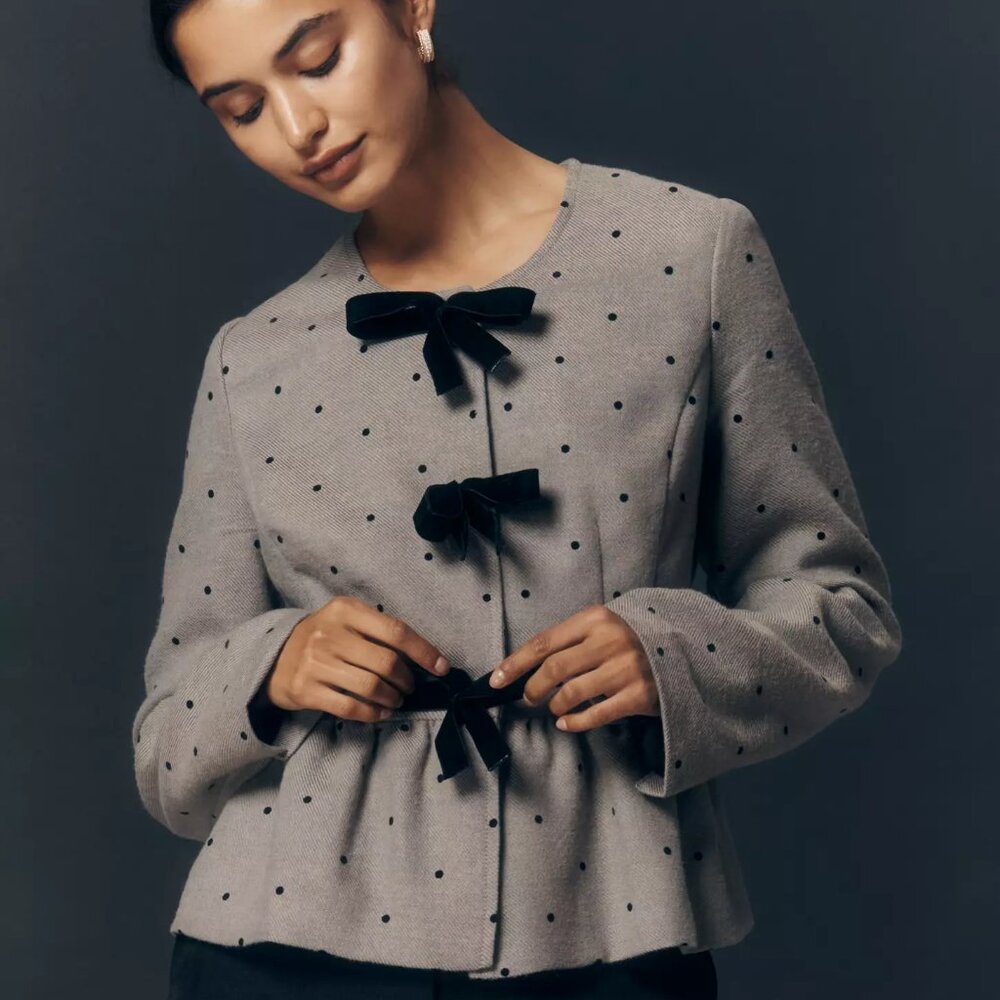 NWT Anthropologie Maeve Peplum Dot Jacket